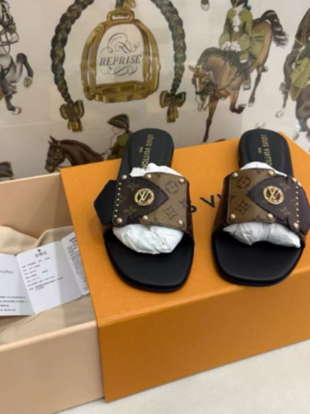 Louis Vuitton Monogram Canvas LV Logo Slide Sandals, Size EU 37 (US 7)
